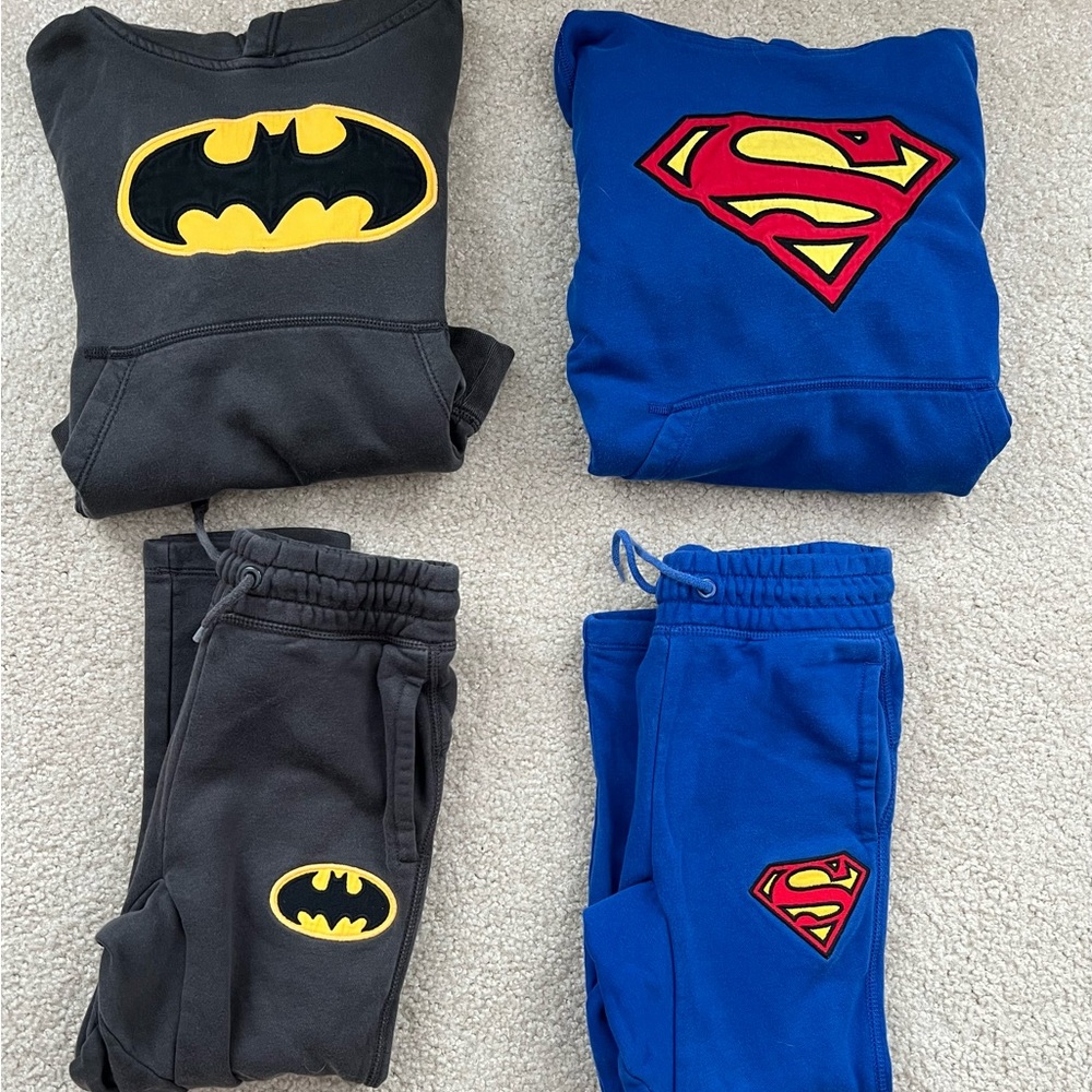 Gap Matching Sweatsuits - Pants are 6/7, Batman Hoodie 6/7, Superman Hoodie 8